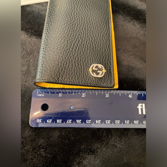 The Gucci GG Black Long Fold Wallet with Yellow Interior with box, bag - Picture 10 of 15